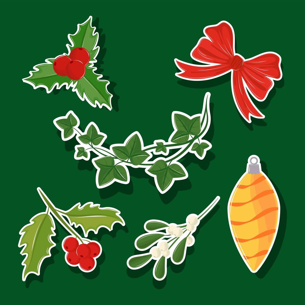 mistletoe and ball vector