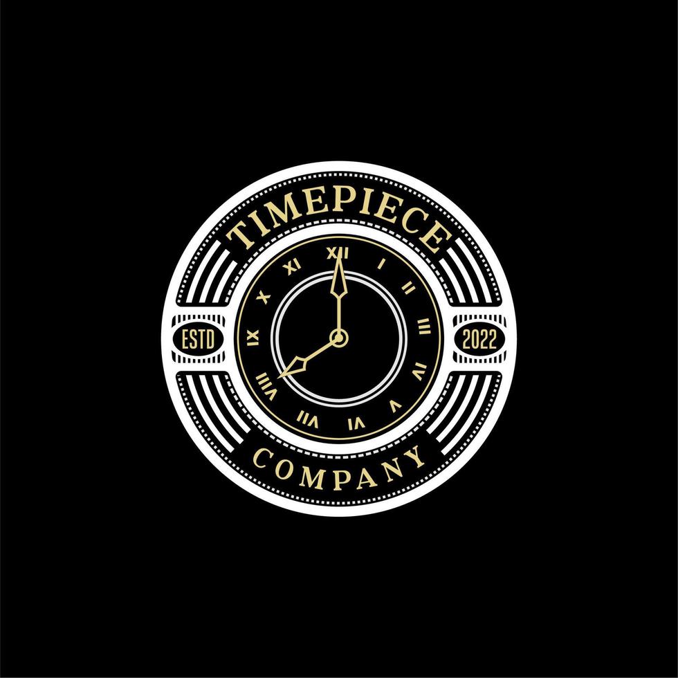 Old Clock Emblem Logo design inspiration vector
