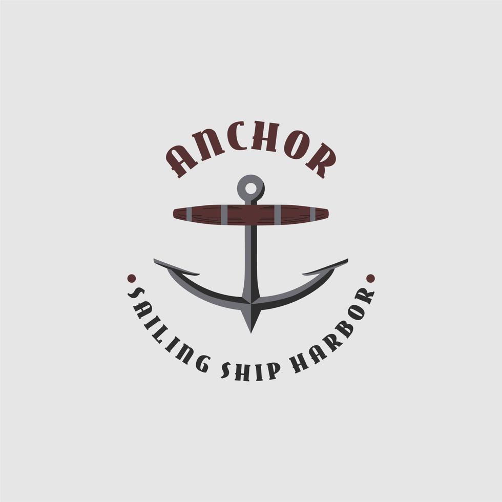 Vintage Anchor Logo For Sailing Ship Harbour Nautical Design Inspiration vector