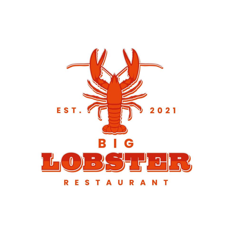 Lobster Prawn Big Claw Illustration Vector, Seafood Shrimp Crayfish Logo With Original Color vector