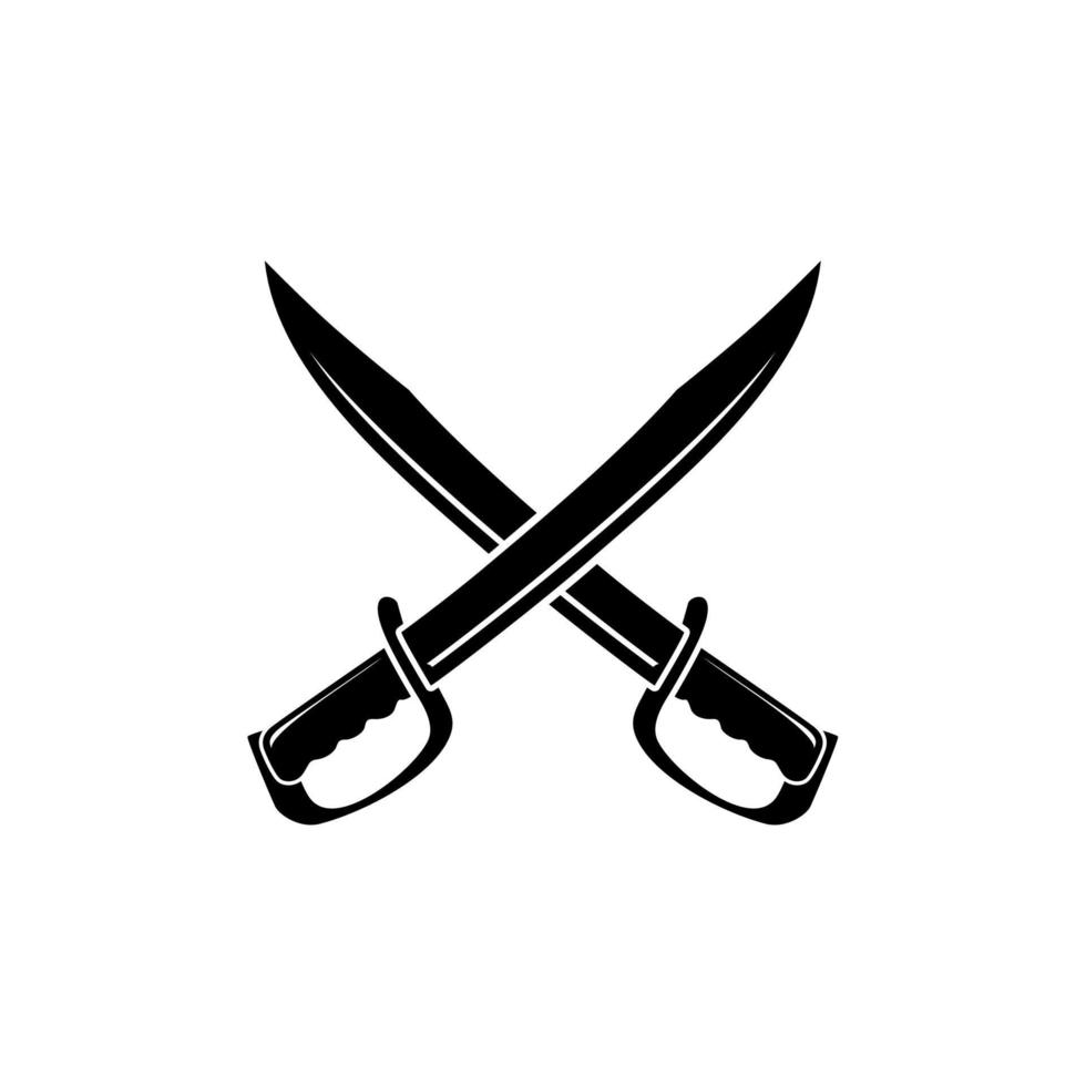 inspiración para el diseño del logotipo de machete de hoja de espada cruzada vector