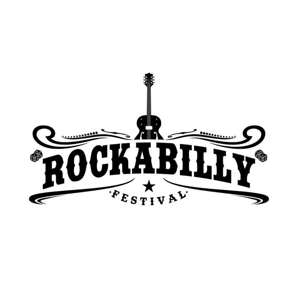 Music festival logo with vintage design. classic guitar logo for festival vector