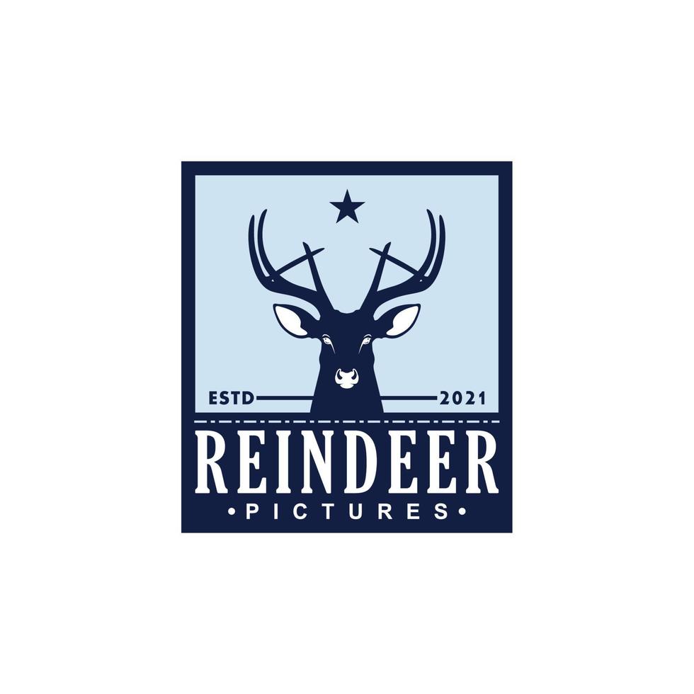 Deer Reindeer Antler Simple Logo Design Vector