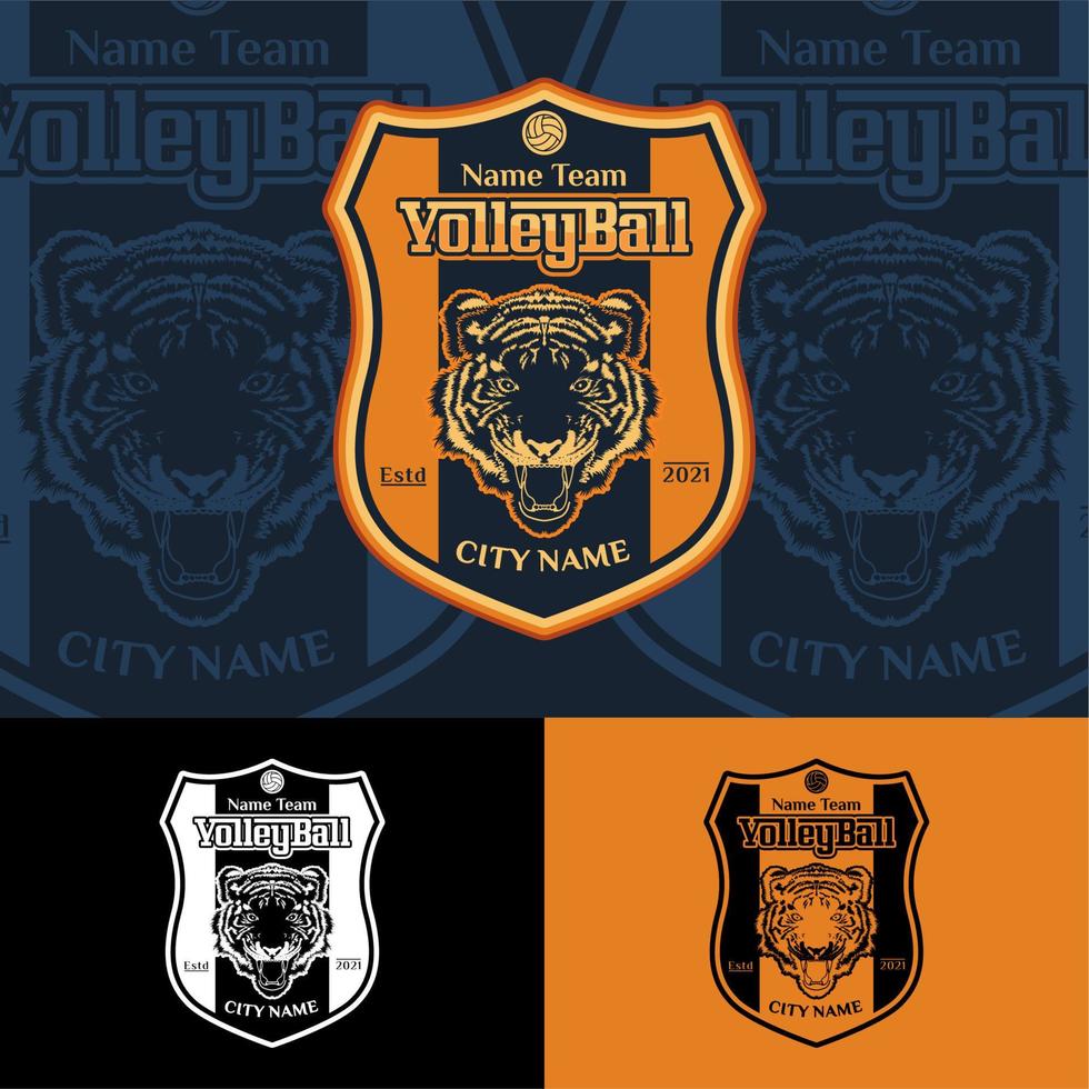 Sports Badge With Tiger Head Roaring Logo Inspirational Design vector