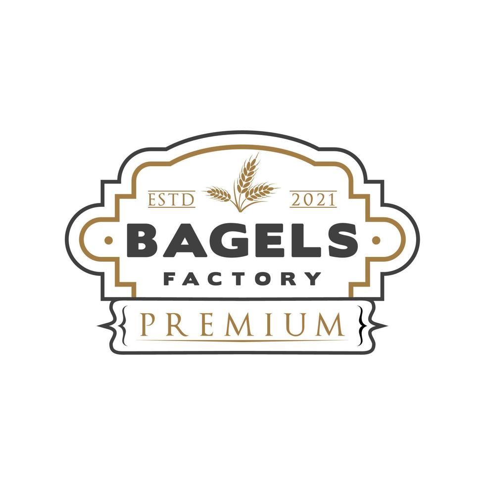 logotipo de bagels antiguos, sello de panadería vector