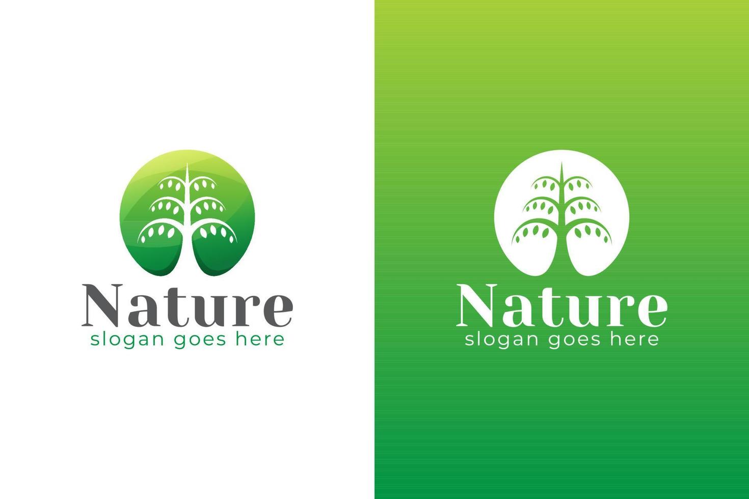 logotipo de cultivo de jardín verde natural, símbolo de árbol o planta de elemento con dos versiones vector