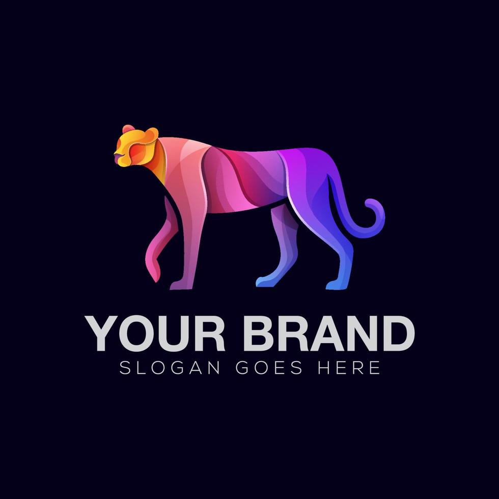 colorful cheetah illustration logo vector template