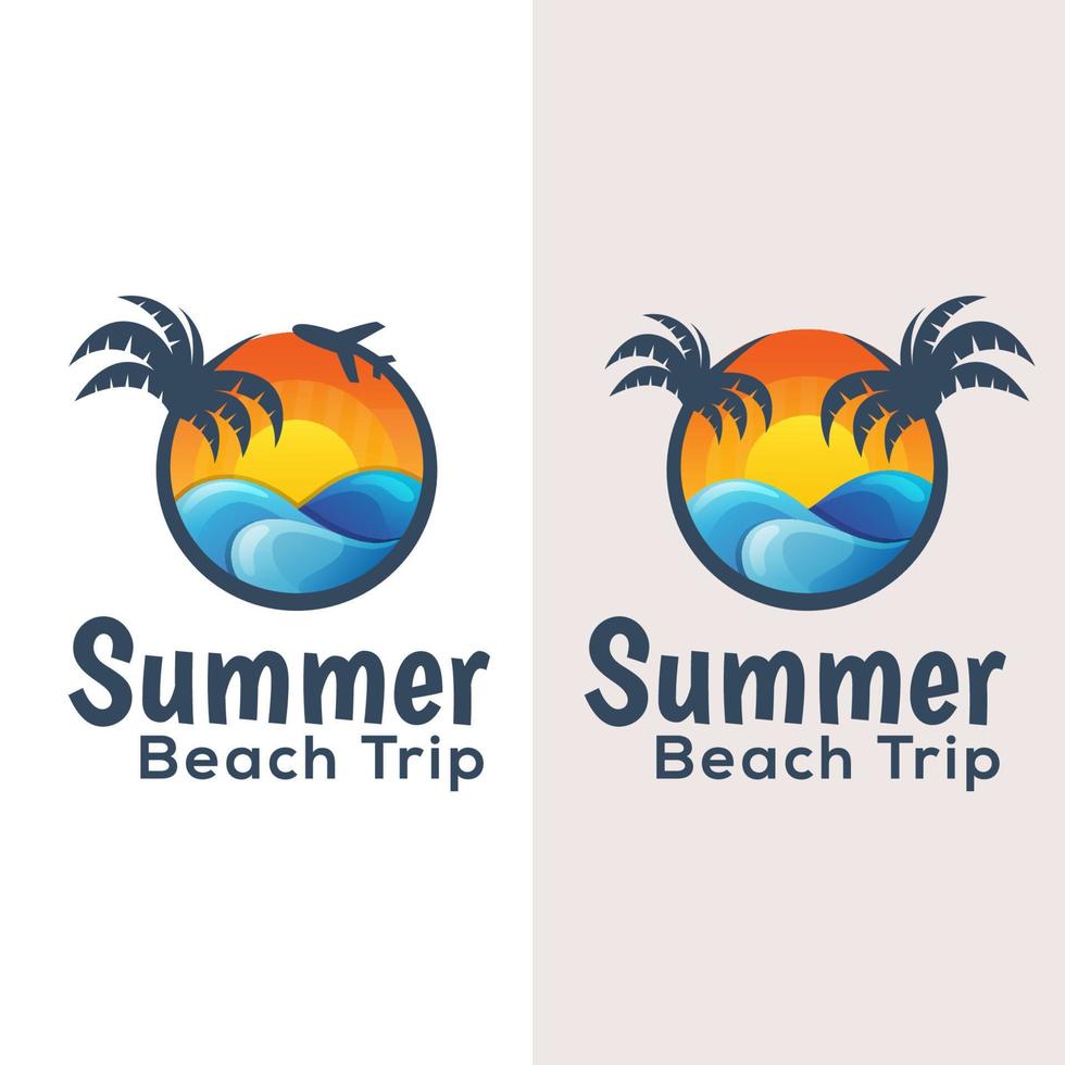 summer beach trip gradient logo design vector template