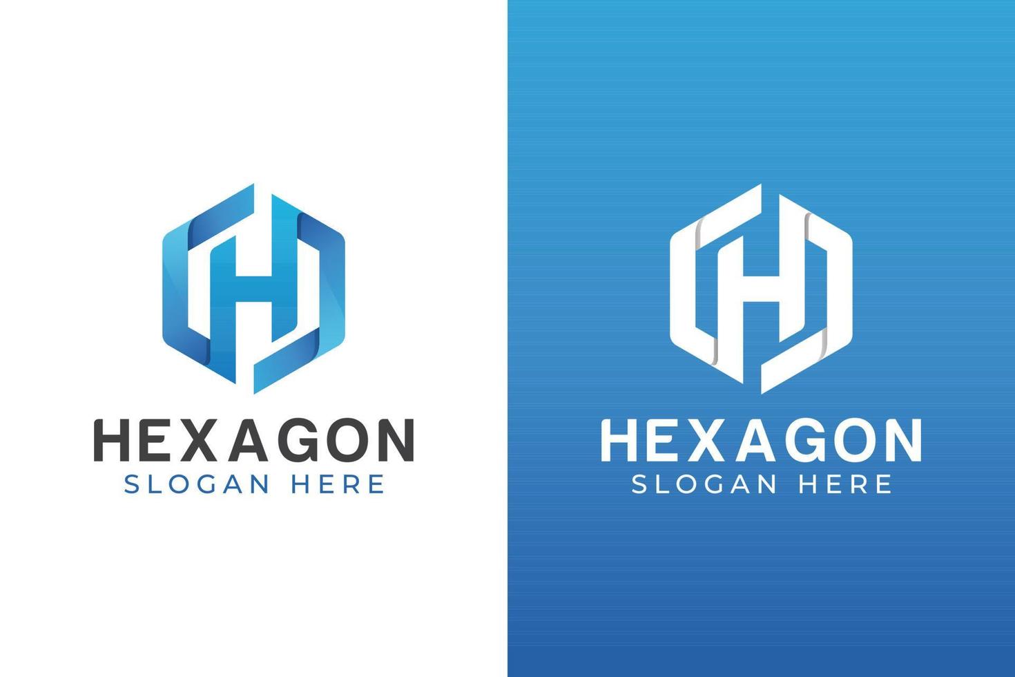 modern color letter H with hexagon logo design two versions vector