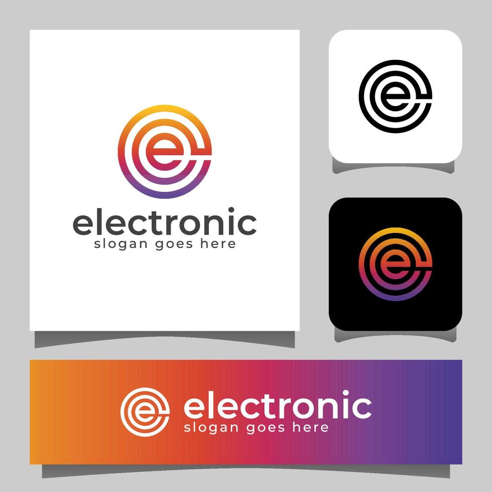 letra inicial e para el logotipo de tecnología electrónica vector