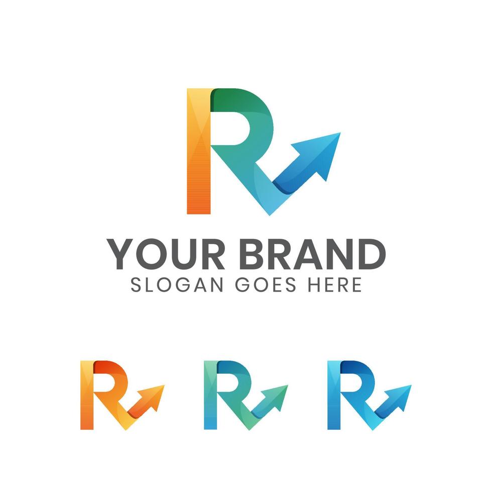 modern color letter R with arrow business logo for your brand, delivery, transport, logistics, travel, tour vector
