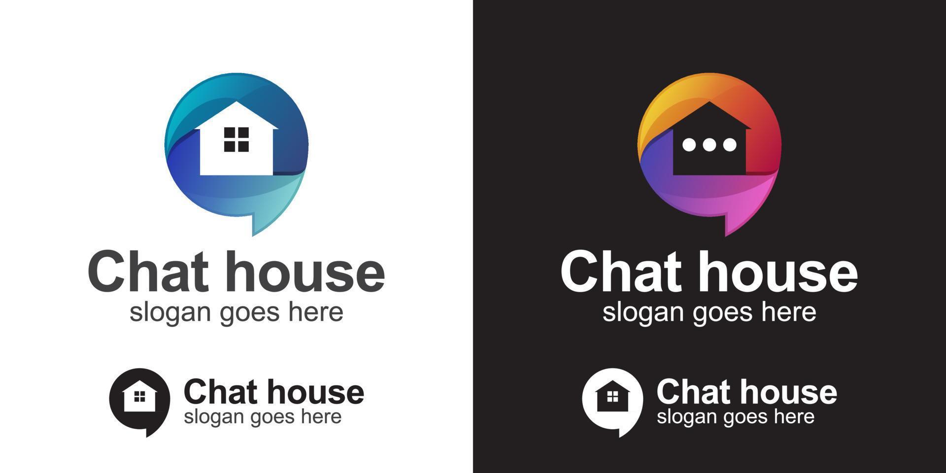 logos creativos de house talk chat bubble gradiente logo inspiraciones vector