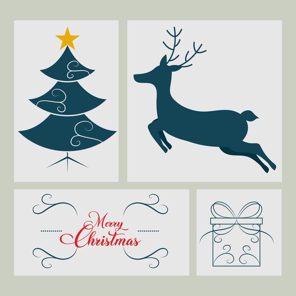 set of merry christmas vector