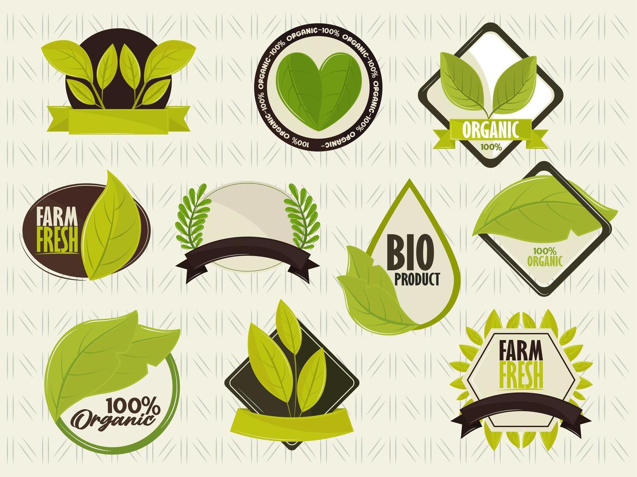 icons of organic labels vector