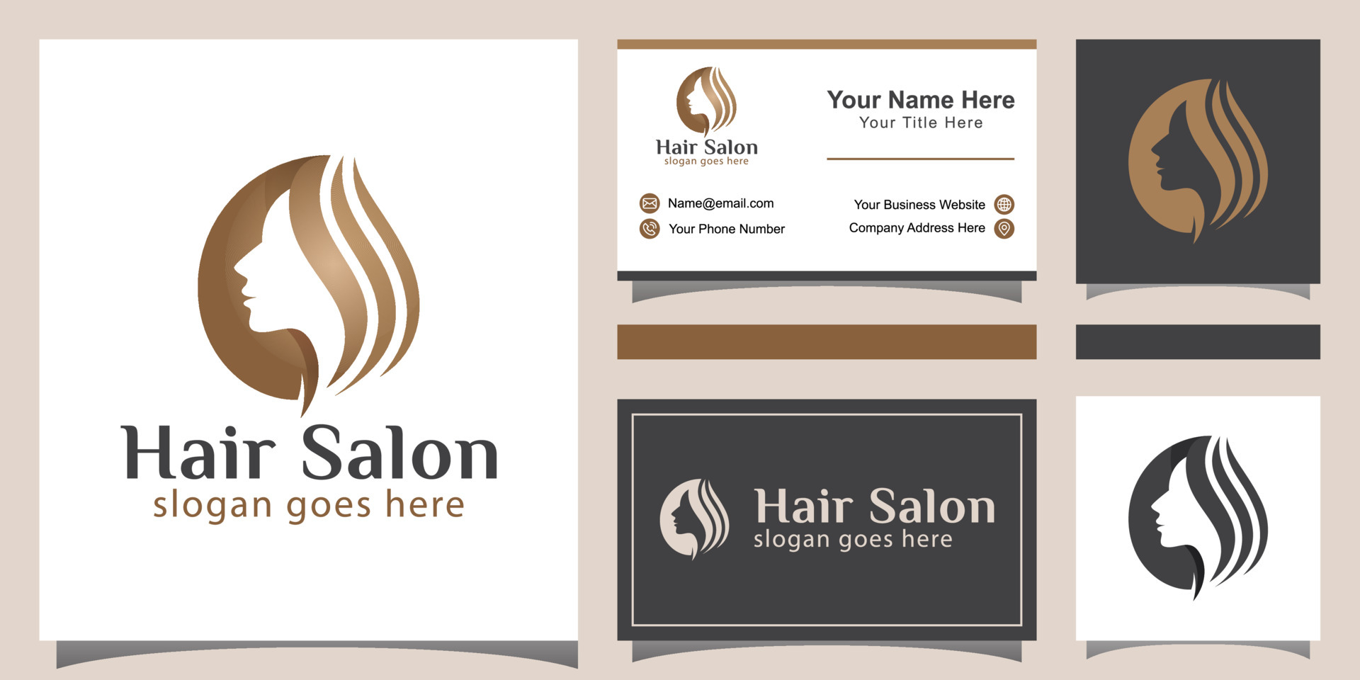 elegant beauty woman hair salon with a face logo and business card design  6098169 Vector Art at Vecteezy