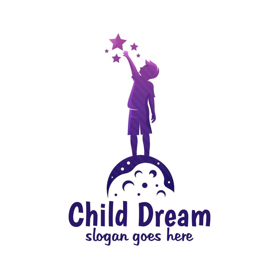 modern color Child dream, reach star, reaching dream logo design vector