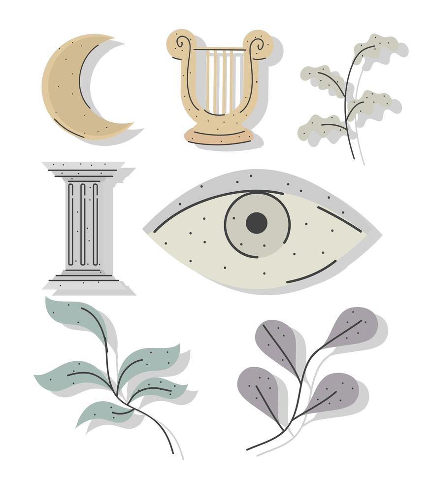 iconos de estilo griego vector