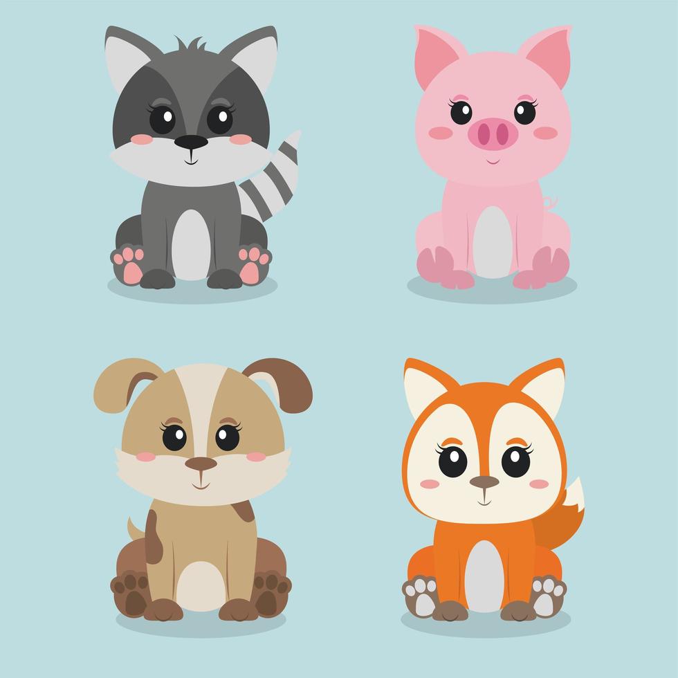 baby cartoon animals vector