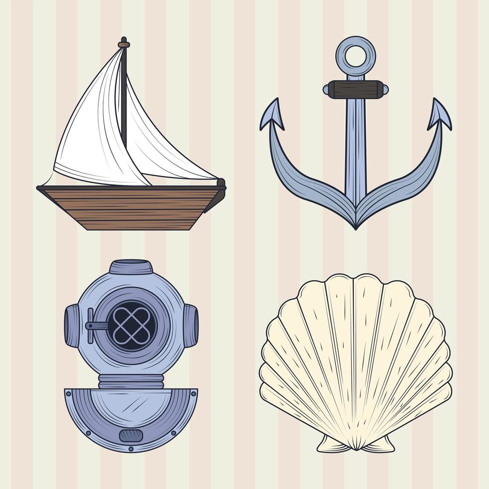 colección de iconos náuticos vector