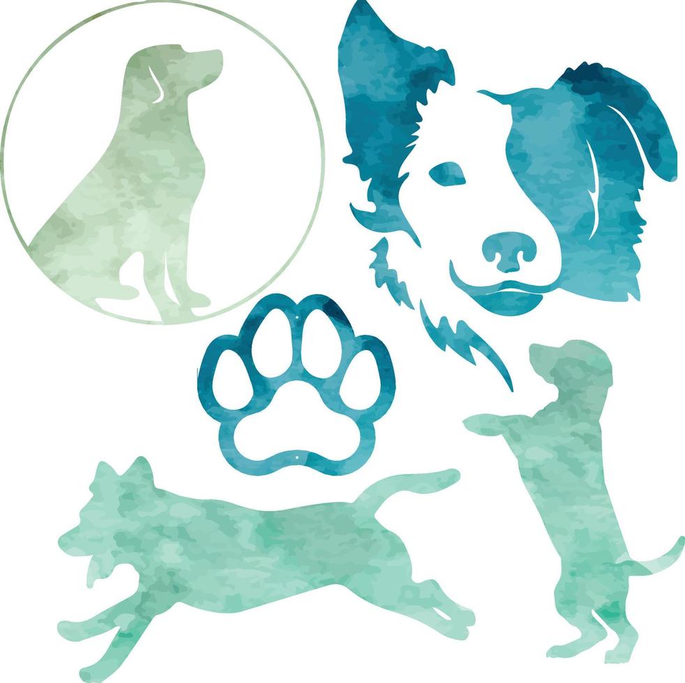 dog pack animal wild watercolor vector