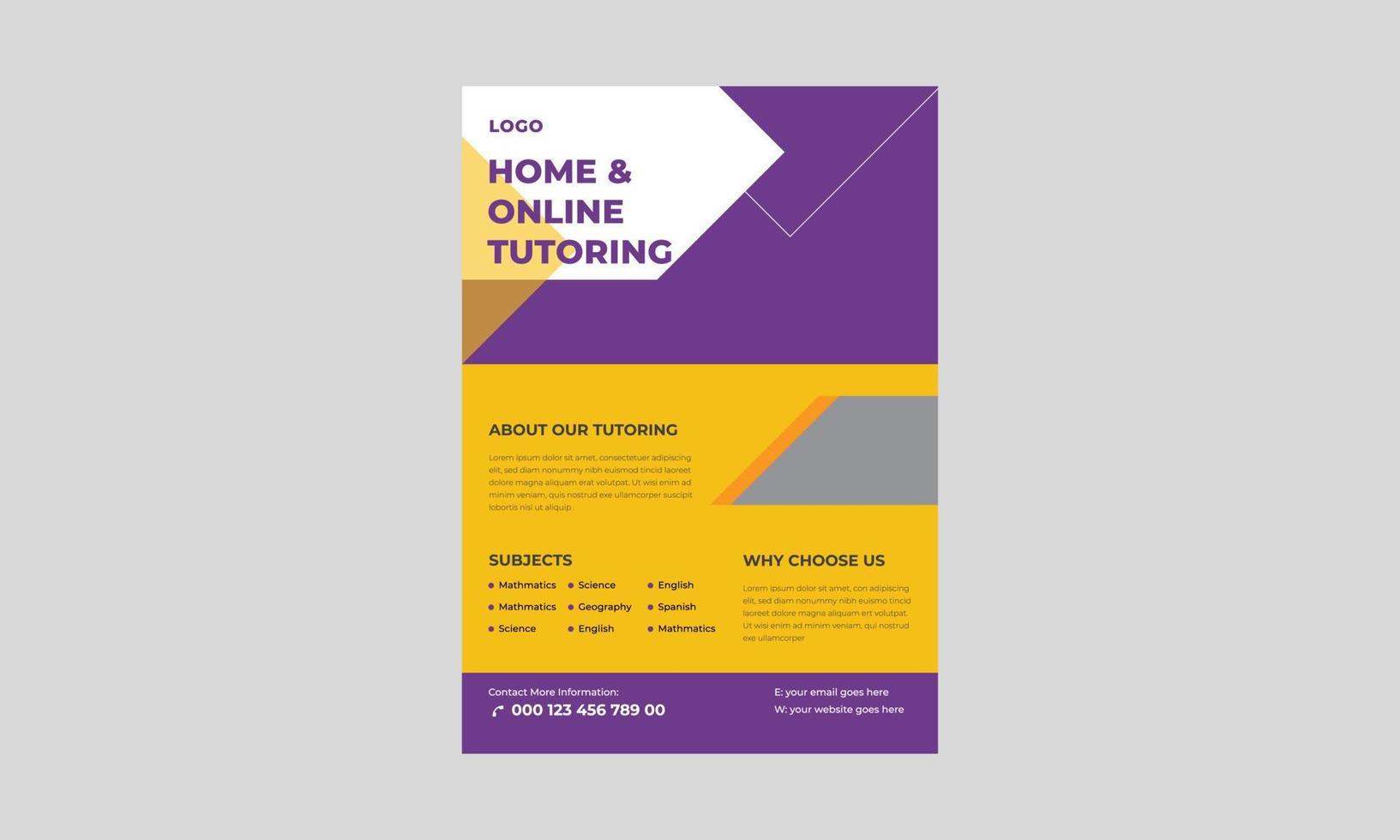 Online Study Classes Flyers, Online Tutors Flyer Template, Course Flyer Template, Education Flyer, Online Course Flyers and poster, Back to school. Education, Online learning. vector