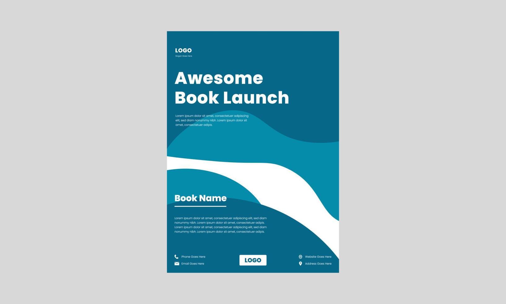 book launch flyer design template. book release flyer, poster in blue color. book launch announcement dl flyer, flyer, poster design. vector