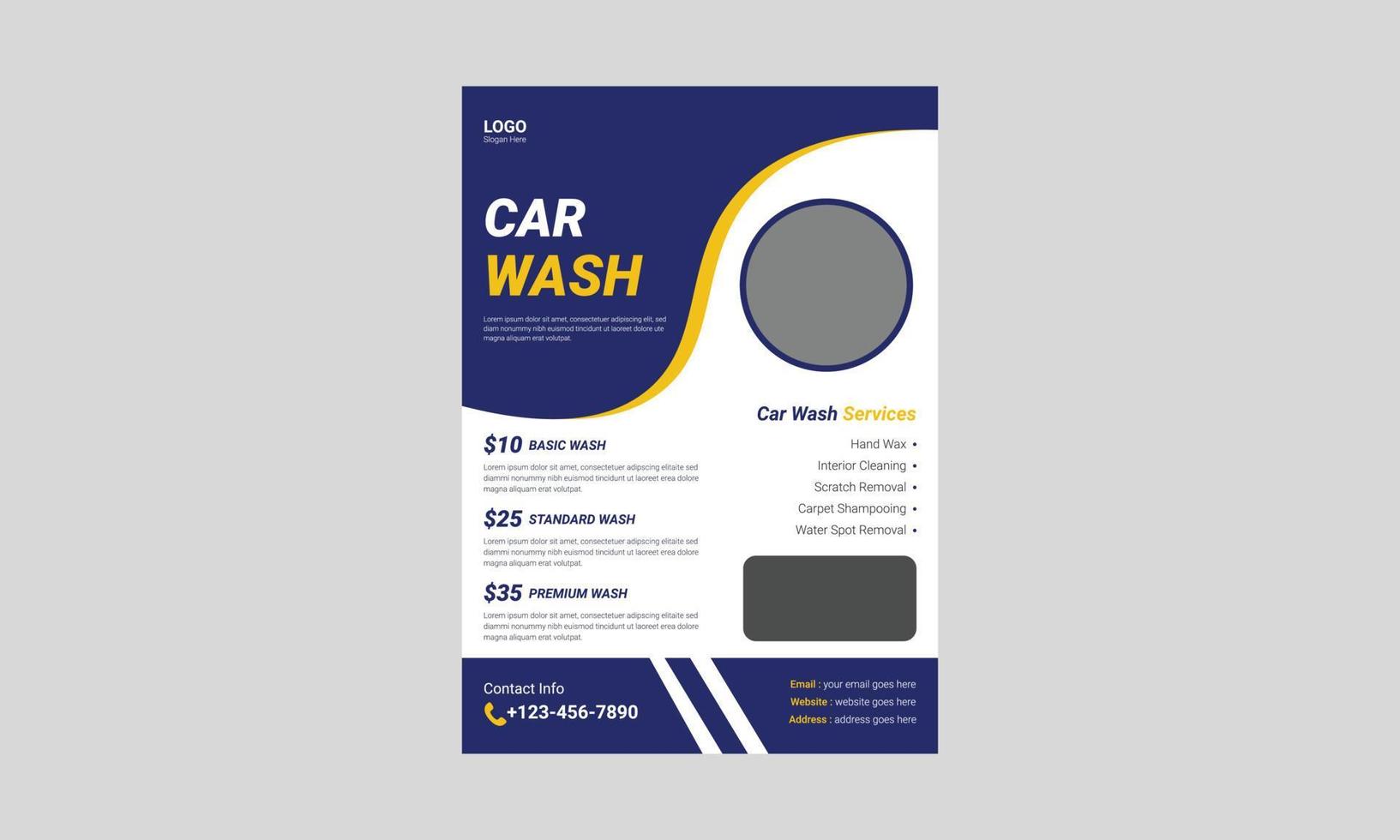 Car Wash flyer template design. Cleaning service poster leaflet design. A4 Car Wash and Cleaning Service flyer, cover, brochure design, printing vector template