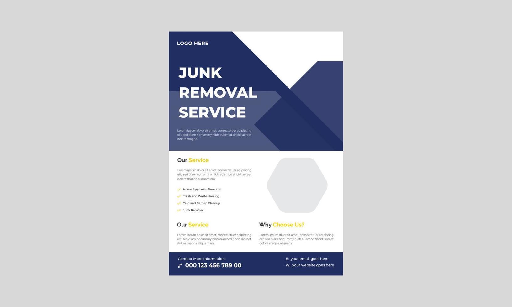 Junk Removal Flyer Template, Yard junk waste removal flyer poster leaflet design, Waste removal poster leaflet template. vector