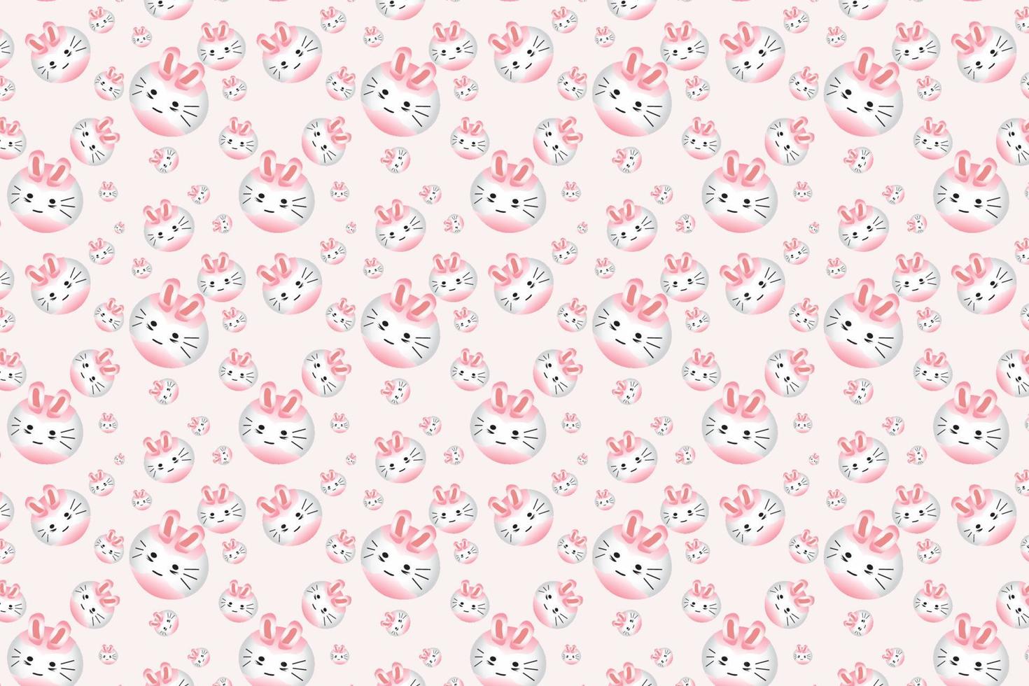 cute pink rabbit cartoon pattern background vector