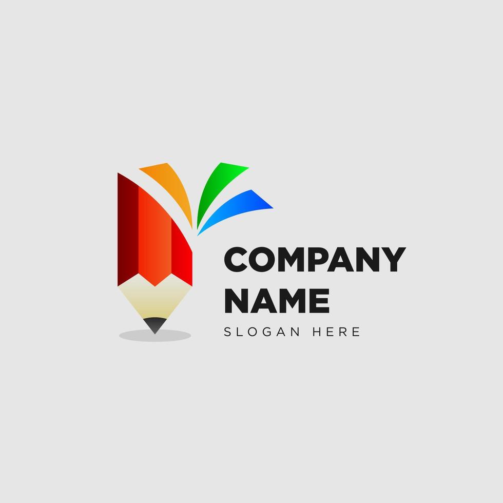 Book and pencil Logo Template in modern style vector