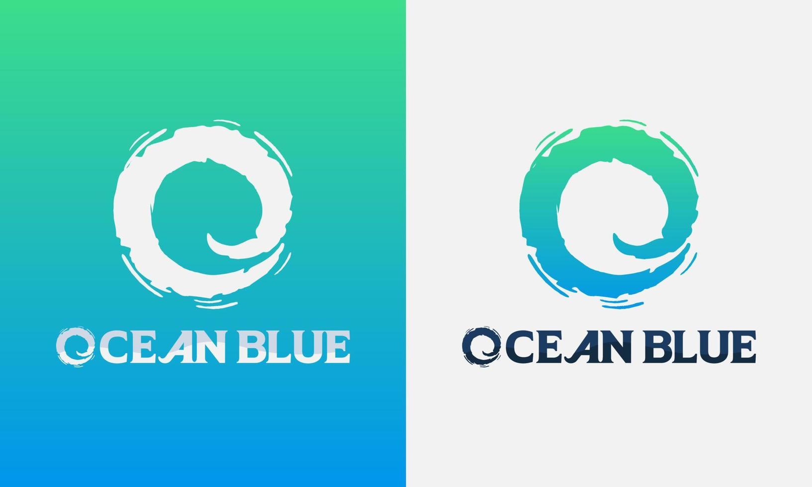 vintage ocean wave logo template vector
