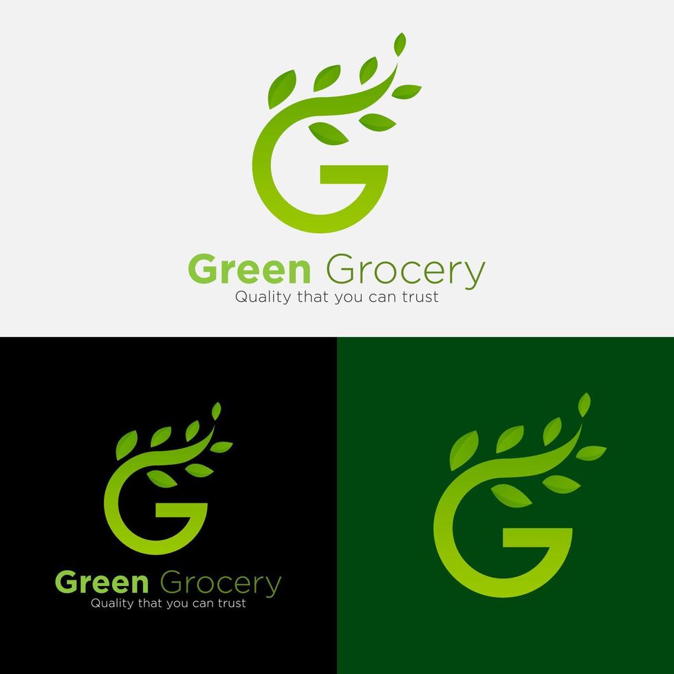 logo initials letter G monogram combined with green leaves vector