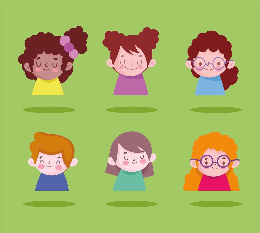 set of kids cartoon vector
