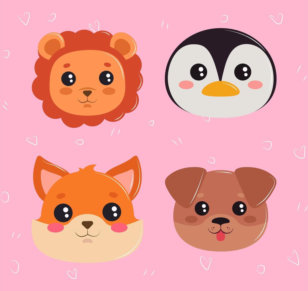 animales lindos kawaii vector