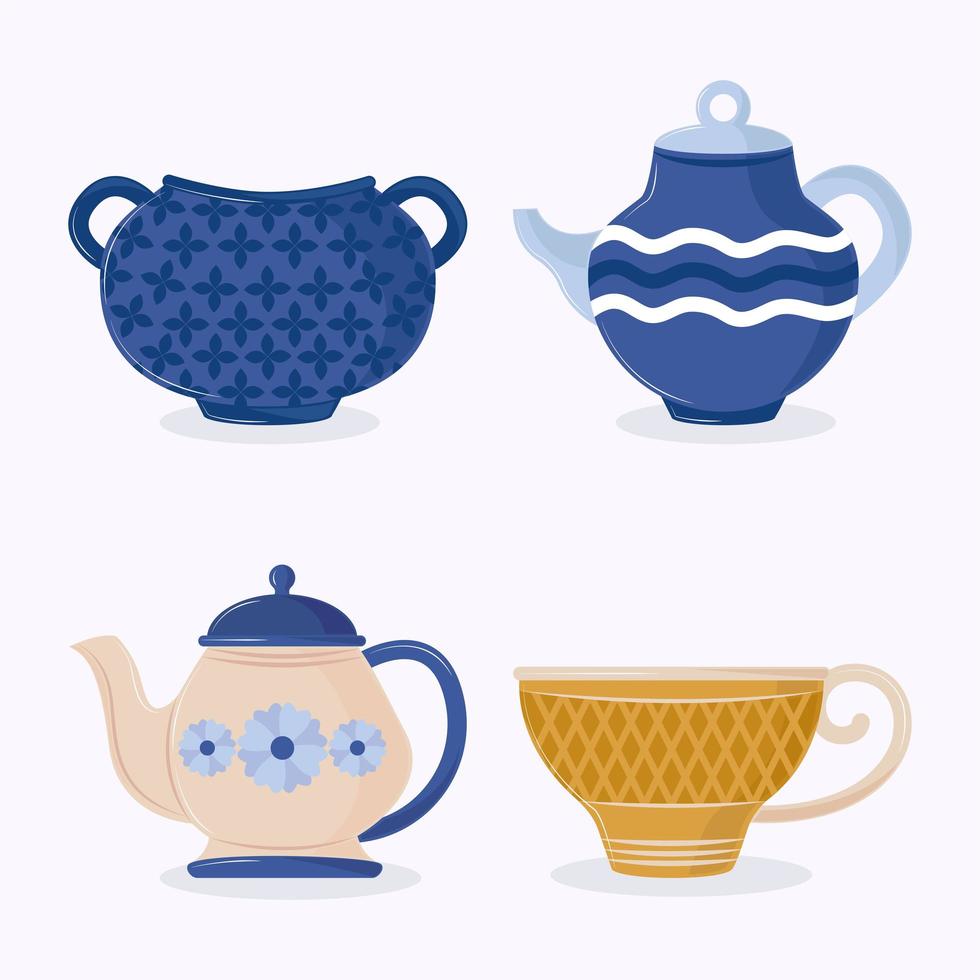 icons ceramic pots vector