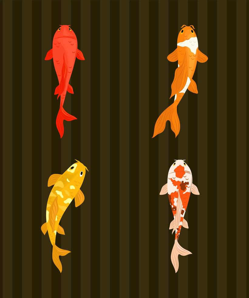 set of koi fishes vector