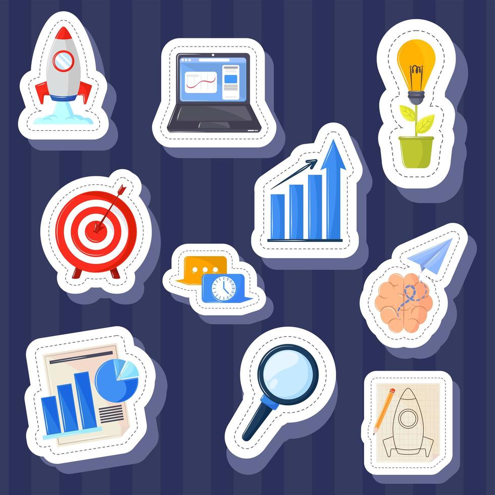 sticker icons startup vector