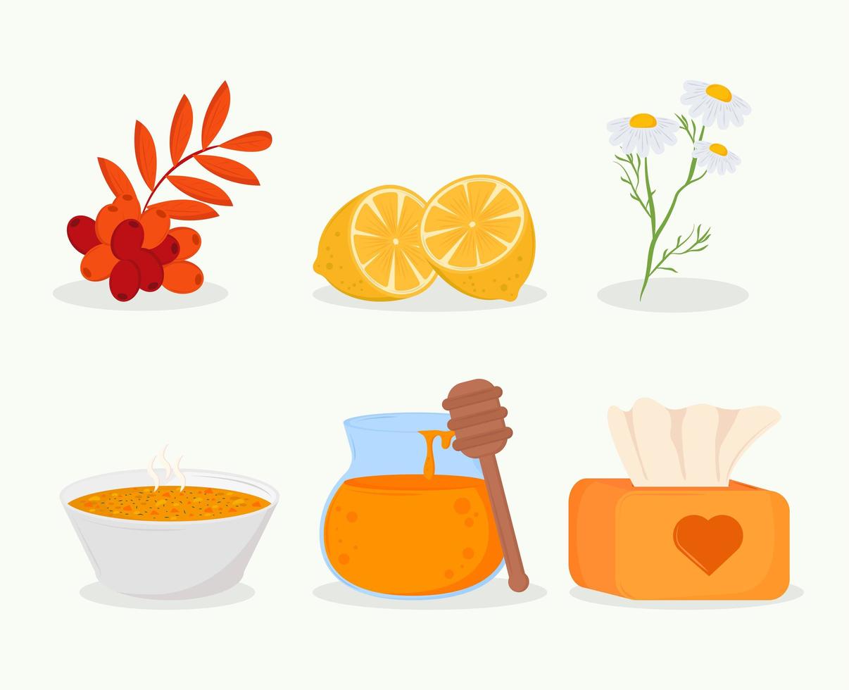 home remedies icons vector