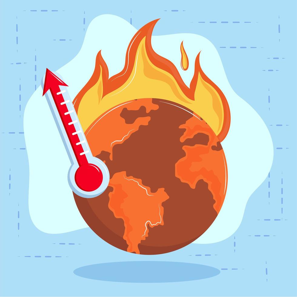 planeta caliente en llamas vector