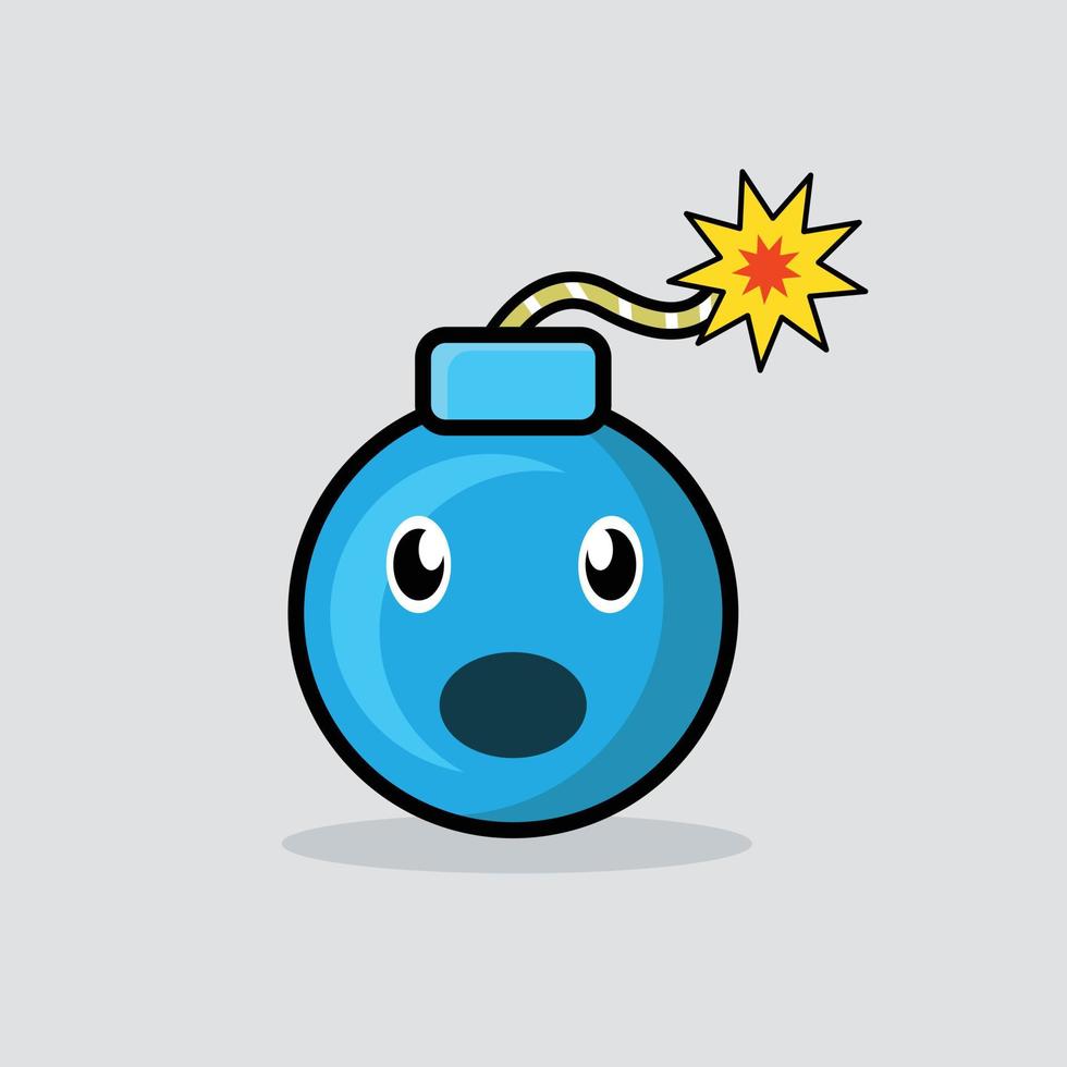 Cute blue bomb cartoon character vector