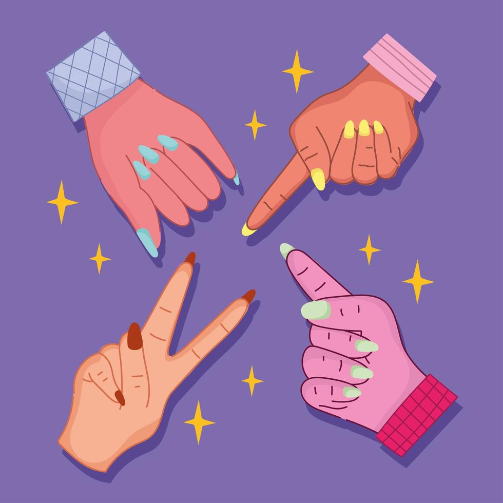 manos femeninas mostrando los dedos vector