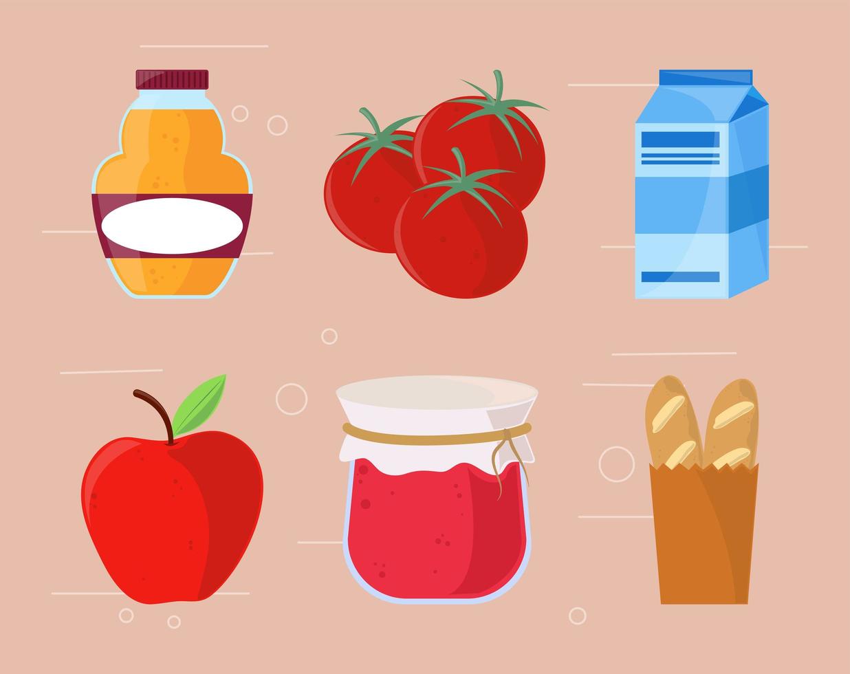 iconos de productos comestibles vector