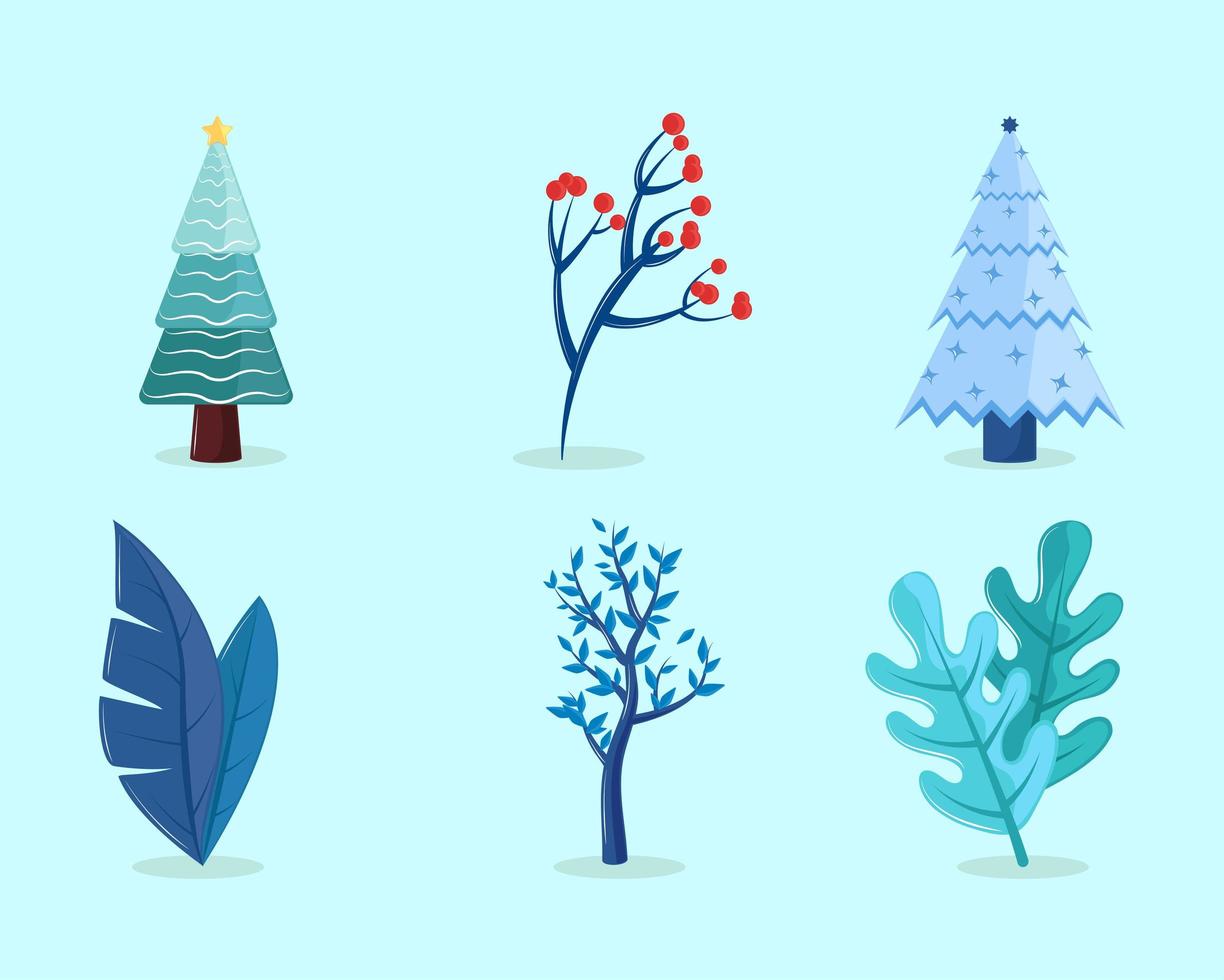 set of winter trees vector