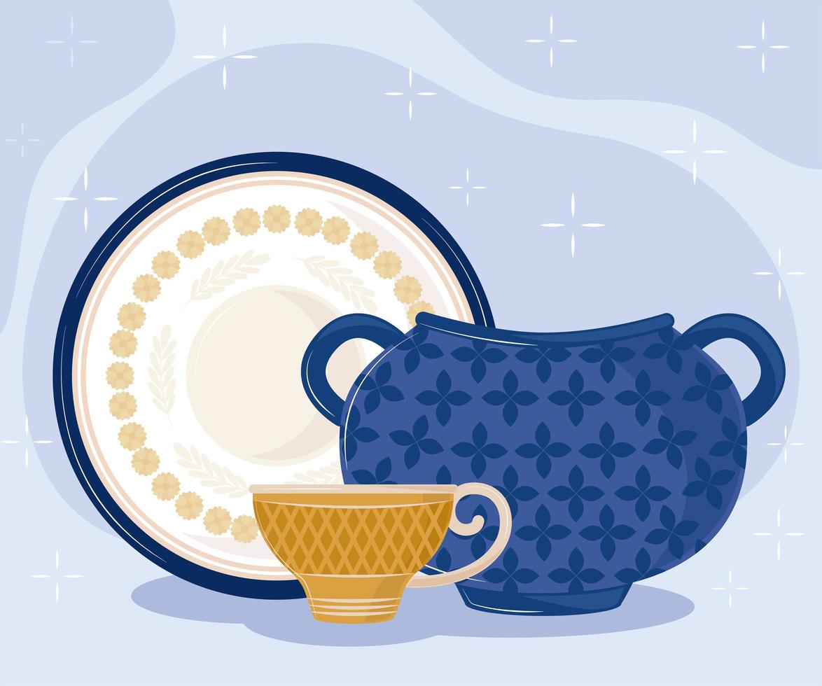 plato y taza de cocina vector