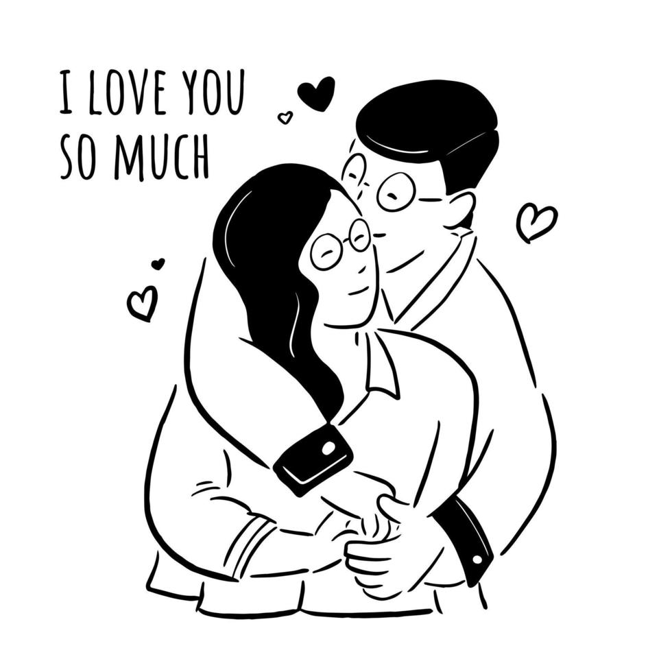 Young couple fell in love and hugging each other vector