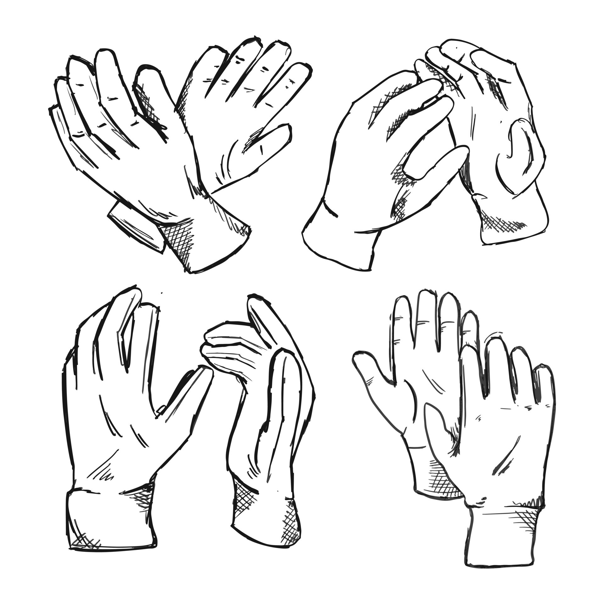 Protective gloves clip art sketch set 6098851 Vector Art at Vecteezy