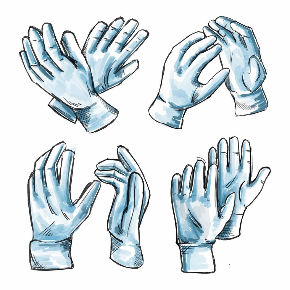 Protective gloves clip art set in marker style 6098852 Vector Art at