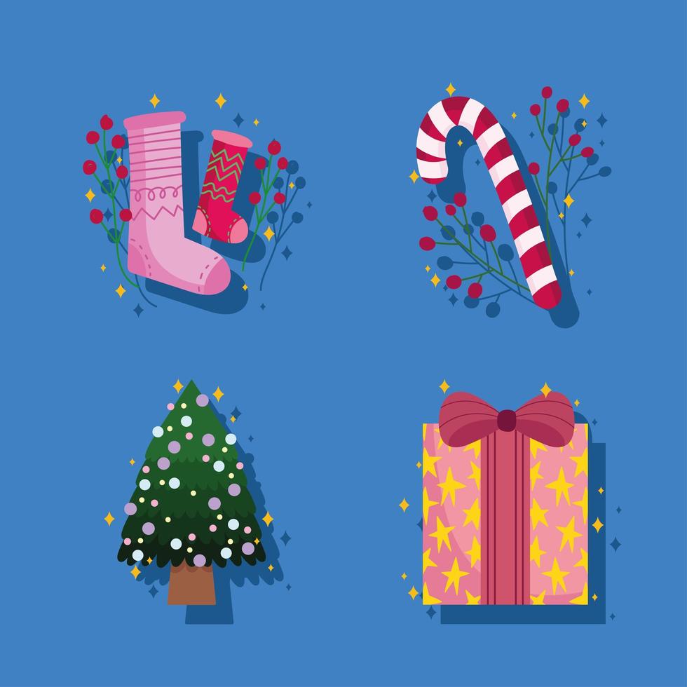 christmas tree and socks vector