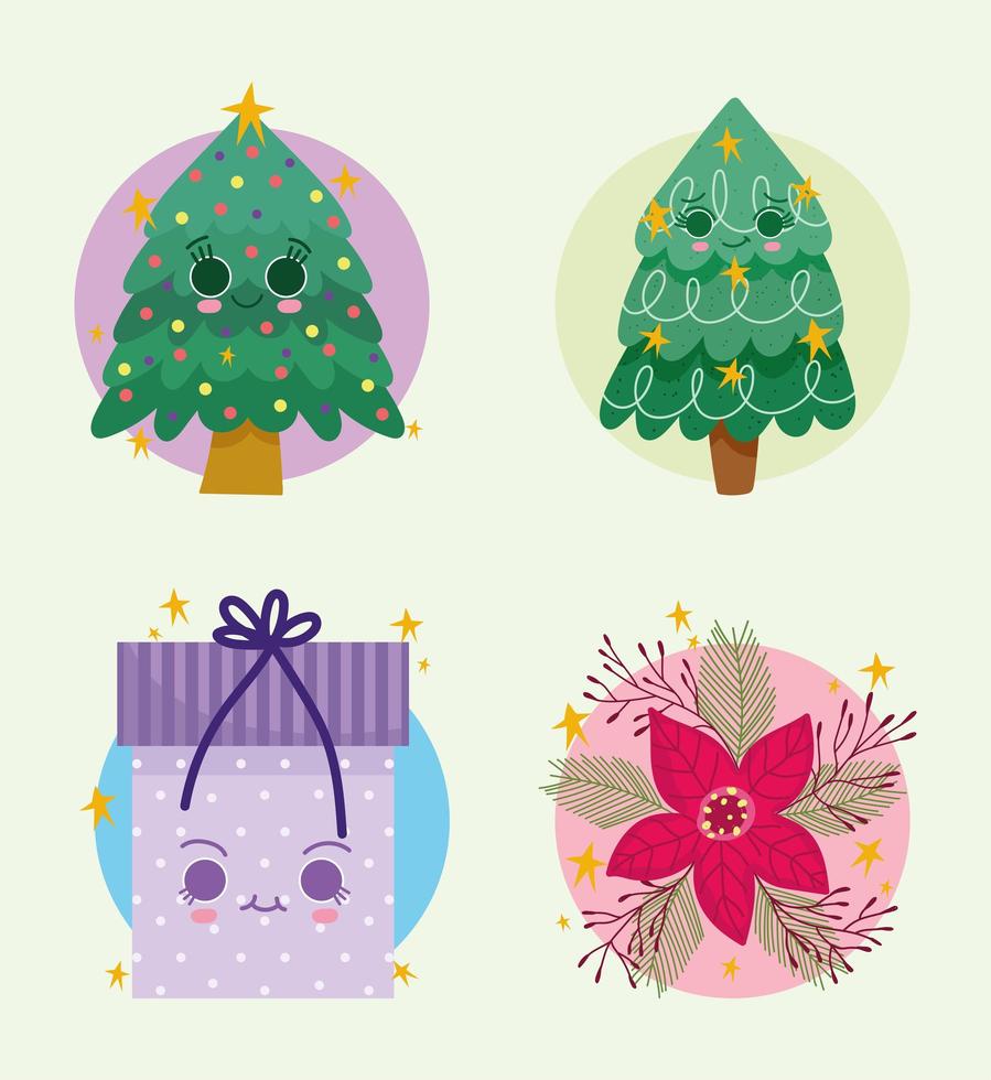 christmas trees gift vector