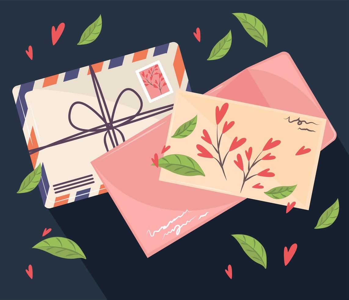postal mail and card vector